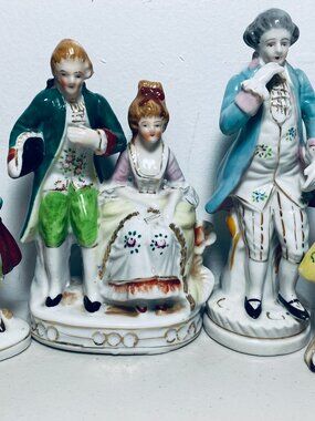 Lot of 4 VNTG MCM Porcelain Figurines Occupied Japan Hand-Painted Gilt Edged EUC